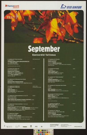 September : kontserdid Tallinnas 