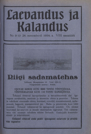 Laevandus ja Kalandus ; 9/10 1934-10-28