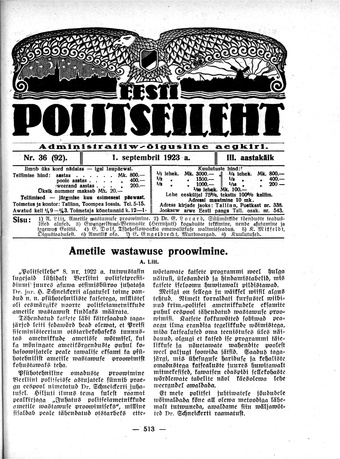 Eesti Politseileht ; 36 1923