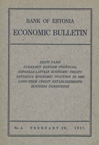 Economic bulletin : Bank of Estonia ; 4 1927-02-28