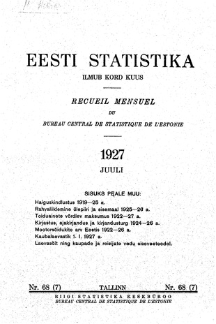 Eesti Statistika : kuukiri ; 68 (7) 1927-07