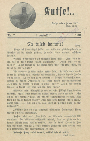 Kutse! : äratusleht linnas ja maal ; 7 1934