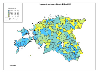 Lammaste arv omavalitsuste lõikes 2008