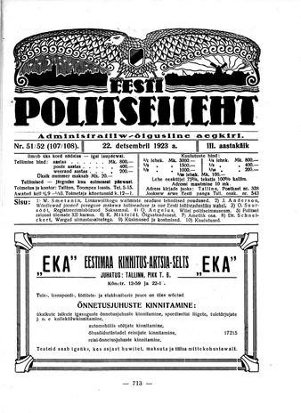 Eesti Politseileht ; 51-52 1923