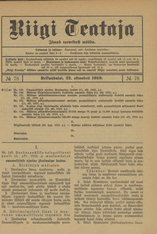 Riigi Teataja ; 78 1919-10-22