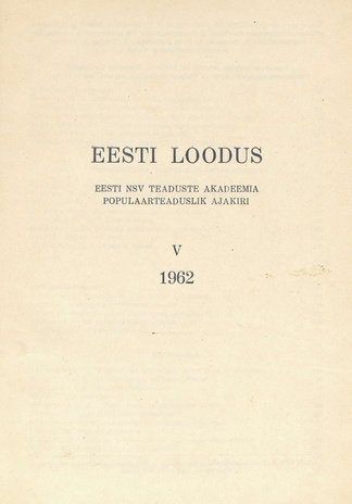 Eesti Loodus ; 1 1962-01/02