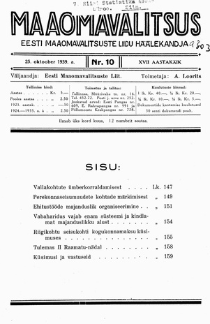 Maaomavalitsus ; 10 1939-10-25