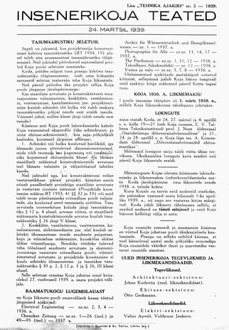 Insenerikoja Teated : ajakiri ; 3 1939-03-24