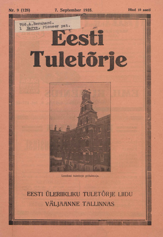 Eesti Tuletõrje : tuletõrje kuukiri ; 9 (128) 1935-09-07