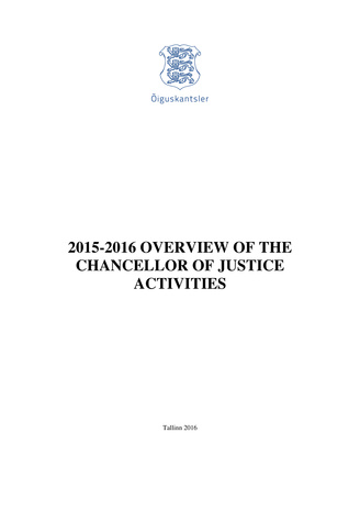 Overview of the Chancellor of Justice activities 2015-2016