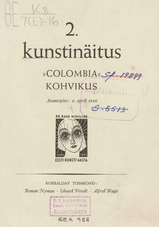 2. kunstinäitus "Colombia" kohvikus : 6. aprill 1940