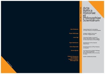 Acta Baltica historiae et philosophiae scientiarum ; 2/2013