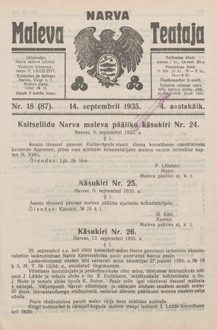 Narva Maleva Teataja ; 18 (87) 1935-09-14