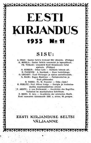 Eesti Kirjandus ; 11 1933