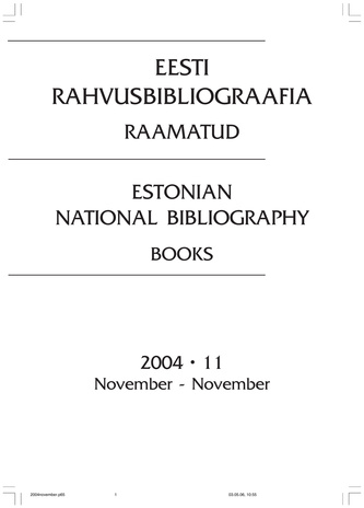 Eesti Rahvusbibliograafia. Raamatud ; 11 2004-11