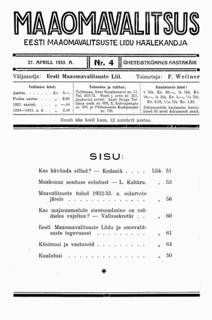 Maaomavalitsus ; 4 1933-04-27