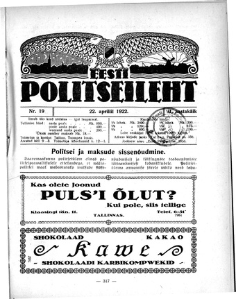 Eesti Politseileht ; 19 1922