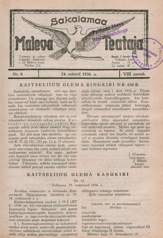 Sakalamaa Maleva Teataja ; 8 1936-03-24