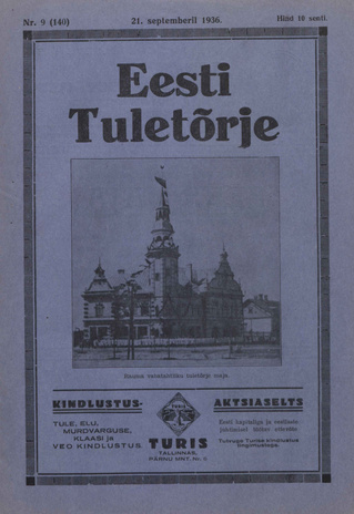 Eesti Tuletõrje : tuletõrje kuukiri ; 9 (140) 1936-09-21
