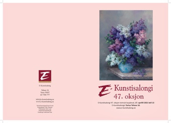 E-Kunstisalongi 47. oksjon : E-Kunstisalongi 46. oksjon toimub laupäeval, 17. aprillil 2021 kell 13 E-Kunstisalongis Tartus, Tehase 16 