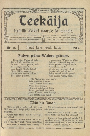 Teekäija : Eesti Baptisti Koguduse Ühenduse häälekandja ; 9 1913