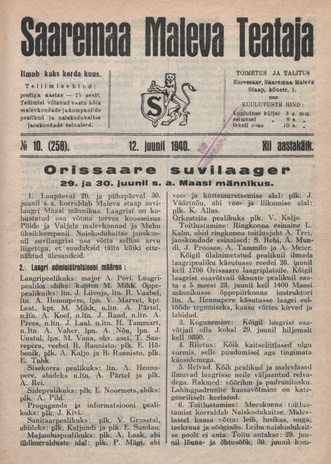 Saaremaa Maleva Teataja ; 10 (258) 1940-06-12