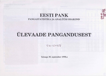 Ülevaade pangandusest ; 1998-09-30