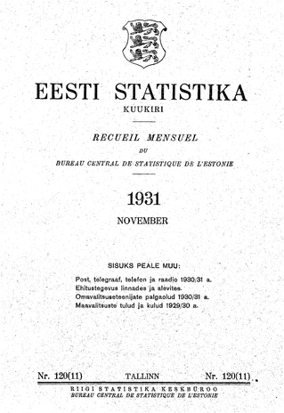 Eesti Statistika : kuukiri ; 120 (11) 1931-11