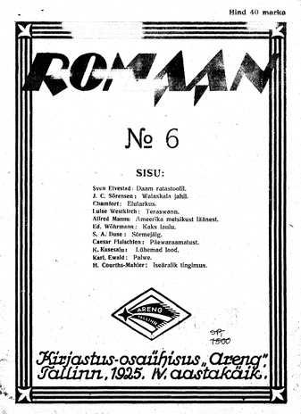 Romaan ; 6 (72) 1925-03