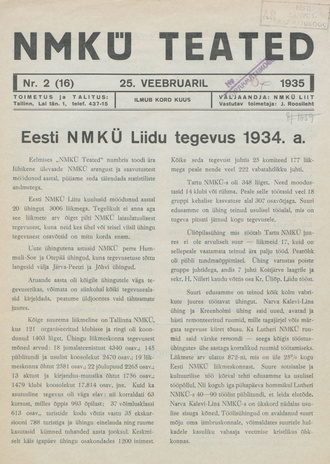 NMKÜ Teated ; 2 (16) 1935-02-25