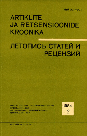 Artiklite ja Retsensioonide Kroonika = Летопись статей и рецензий ; 2 1984-02