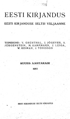 Eesti Kirjandus ; 5 1911