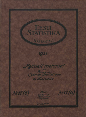 Eesti Statistika : kuukiri ; 17 (6) 1923