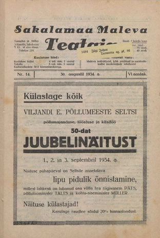 Sakalamaa Maleva Teataja ; 14 1934-08-30