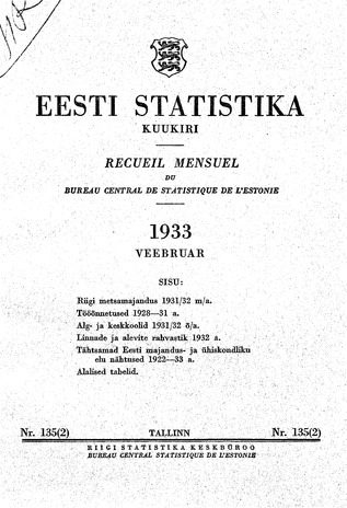 Eesti Statistika : kuukiri ; 135 (2) 1933-02