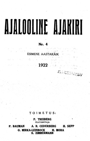 Ajalooline Ajakiri ; 4 1922