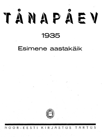 Tänapäev ; sisukord 1935