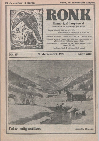 Ronk : perekonna ja noorsoo ajakiri ; 15 1923-12-29