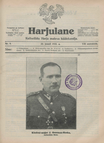 Harjulane : Kaitseliidu Harju Maleva häälekandja ; 9 1935-06-22