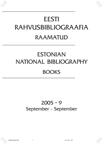 Eesti Rahvusbibliograafia. Raamatud ; 9 2005-09