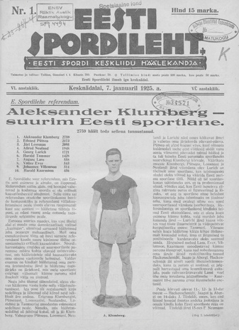 Eesti Spordileht ; 1 1925-01-07