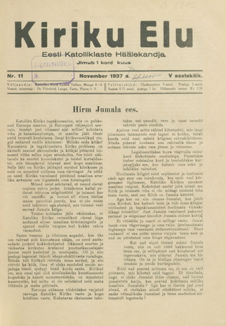 Kiriku Elu : Eesti Katoliiklaste Häälekandja ; 11 1937-11-15