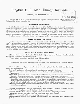 E.K. Meh. Ühingu ringkiri ; 1937-12-10