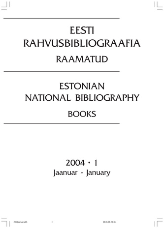 Eesti Rahvusbibliograafia. Raamatud ; 1 2004-01