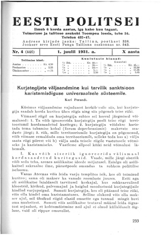 Eesti Politseileht ; 4 1931