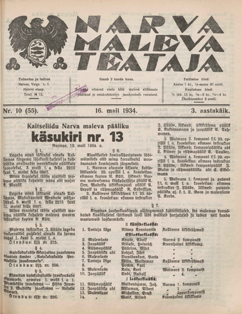 Narva Maleva Teataja ; 10 (55) 1934-05-16