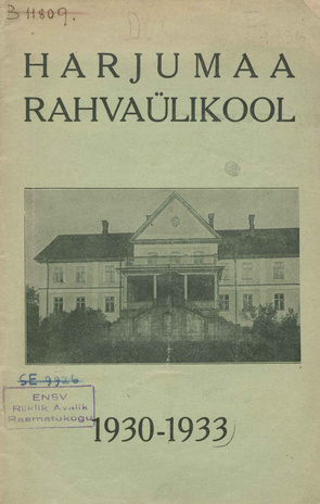 Harjumaa Rahvaülikool : 1930-1933