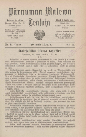 Pärnumaa Maleva Teataja ; 11 (145) 1935-07-10