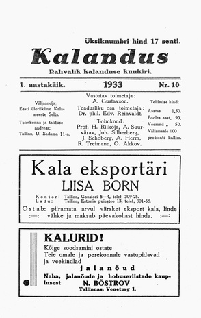 Kalandus ; 10 1933-10