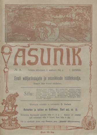 Asunik : Eesti väljarändajate ja asunikkude häälekandja ; 3 1910-02-11